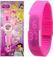 👧 pappi-haunt - beautiful girl - kids special toys - combo-2 pack - girl projector band watch for girls + jelly slim pink digital led band wrist watch for girls, kids, children logo