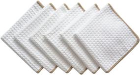 img 1 attached to SINLAND Thick Microfiber Waffle Weave Dish Cloths: Super 🧽 Absorbent Cleaning Cloths (6 Pack) - White with Brown Edge