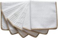 sinland thick microfiber waffle weave dish cloths: super 🧽 absorbent cleaning cloths (6 pack) - white with brown edge логотип