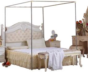 img 1 attached to KingKara Stainless Steel Canopy Bed Netting Frame/Post for Full/Queen Size Beds