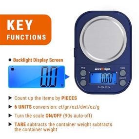 img 3 attached to 📏 AccuWeight 255 Mini Digital Scale: Perfect for School, Travel, Jewelry, and More - Pocket Gram Scale 300g/0.01g with Tare, Calibration, and Food Kitchen Scale