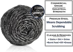 img 2 attached to 🧽 brheez Stainless Steel 50g Scouring Pads - Heavy Duty Industrial & Commercial Individually Wrapped Scrubbing Sponges - Large 12-Pack
