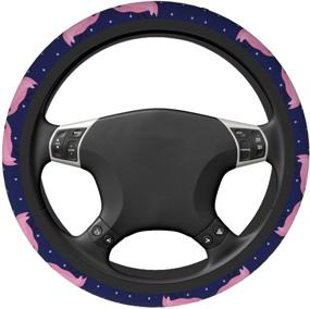 img 1 attached to Merry Christmas Flamingo Bird Steering Wheel Cover For Men Women Girls Universal 15 Inch Fashionable Anti-Slip Breathable SUV Car Accessories Cool In Summer