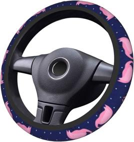 img 4 attached to Merry Christmas Flamingo Bird Steering Wheel Cover For Men Women Girls Universal 15 Inch Fashionable Anti-Slip Breathable SUV Car Accessories Cool In Summer