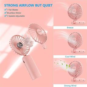 img 1 attached to 🌬️ [Upgraded] Yoobao Portable Fan, Hands-free Neck Fan 3000mAh Battery Operated Rechargeable Handheld Mini Fan - Multifunctional USB Personal Fan 3 Speeds - Perfect for Office, Outdoor, Camping, and Travel - Pink