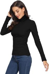 img 2 attached to Stay Cozy and Chic with VIIOO Women's Long Sleeve Turtleneck Thermal T-Shirts