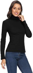 img 3 attached to Stay Cozy and Chic with VIIOO Women's Long Sleeve Turtleneck Thermal T-Shirts