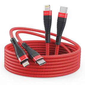 img 4 attached to 🔌 2 пакета с 10FT длинными кабелями быстрой зарядки для iPhone 12, Vagavo [Apple MFi-сертифицированные] USB Type C к Lightning кабелям 10 футов, быстрая зарядка, плетеная прочность для iPhone 12 Pro Max/Mini/11 Pro Max/XS Max iPad.