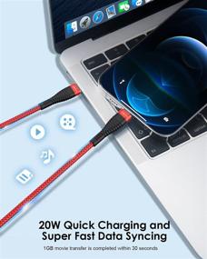 img 1 attached to 🔌 2 пакета с 10FT длинными кабелями быстрой зарядки для iPhone 12, Vagavo [Apple MFi-сертифицированные] USB Type C к Lightning кабелям 10 футов, быстрая зарядка, плетеная прочность для iPhone 12 Pro Max/Mini/11 Pro Max/XS Max iPad.