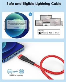 img 2 attached to 🔌 2 пакета с 10FT длинными кабелями быстрой зарядки для iPhone 12, Vagavo [Apple MFi-сертифицированные] USB Type C к Lightning кабелям 10 футов, быстрая зарядка, плетеная прочность для iPhone 12 Pro Max/Mini/11 Pro Max/XS Max iPad.