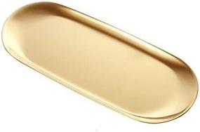 img 4 attached to 🍽️ Gold Oval Stainless Steel Tray - Multipurpose Organizer for Towels, Storage, Dishware, Tea, Fruits, Cosmetics, and Jewelry