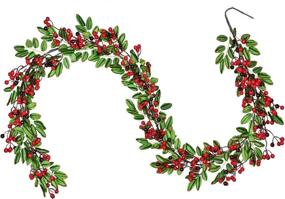 img 4 attached to 🎄 Jazz up Your Christmas Décor with Lvydec's 6ft Red Berry Garland - Artificial Greenery with Festive Red Berries and Green Leaves for Fireplace, Stairs, and Table Decorations