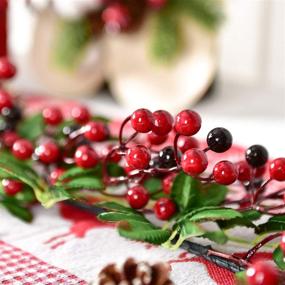 img 1 attached to 🎄 Jazz up Your Christmas Décor with Lvydec's 6ft Red Berry Garland - Artificial Greenery with Festive Red Berries and Green Leaves for Fireplace, Stairs, and Table Decorations