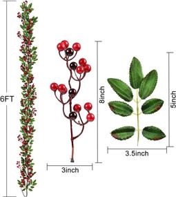 img 2 attached to 🎄 Jazz up Your Christmas Décor with Lvydec's 6ft Red Berry Garland - Artificial Greenery with Festive Red Berries and Green Leaves for Fireplace, Stairs, and Table Decorations