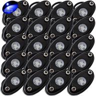 🔵 ledmircy led rock lights blue - 20pcs off road truck atv suv rzr boat car auto high power neon trail rig lights - waterproof & shockproof (pack of 20, blue) logo