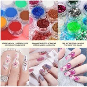 img 1 attached to 💅 Полный набор для наращивания ногтей Morovan Acrylic - 42 в 1, включает наконечники для ногтей, кисть, блестки и материалы