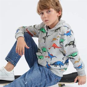 img 3 attached to 🦖 Dinosaur-themed HZXVic Pullover Hoodies - Stylish Lightweight Sweatshirts for Boys Ages 4-12