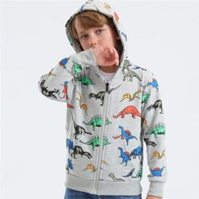 img 2 attached to 🦖 Dinosaur-themed HZXVic Pullover Hoodies - Stylish Lightweight Sweatshirts for Boys Ages 4-12