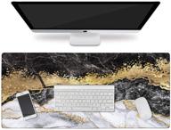 🖱️ haocoo desk pad: large gaming mouse pad & water-resistant writing mat - non-slip base for office/home - black & gold marble design - 35.4" × 15.7 logo