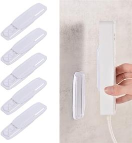 img 4 attached to 🔌 Efficiently Organize Your Workspace with the 5Pack Tidysun Self Adhesive Power Strip Holder and Cable Holder - Perfect for Office, Home, Kitchen, and WiFi Router Tissue Box (White)