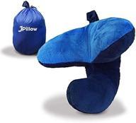 синий j-подушка - подушка для путешествий с поддержкой подбородка - версия 2020 года - победитель премии "изобретение года" - обеспечивает поддержку головы, шеи и подбородка логотип