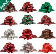 pintreeland 24pcs christmas wrap pull bows: wide ribbon accessory for easy xmas present decoration logo