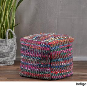 img 1 attached to 🪑 Marcela Hand Woven Indigo Fabric Pouf: Stylish Comfort and Versatility