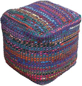 img 3 attached to 🪑 Marcela Hand Woven Indigo Fabric Pouf: Stylish Comfort and Versatility