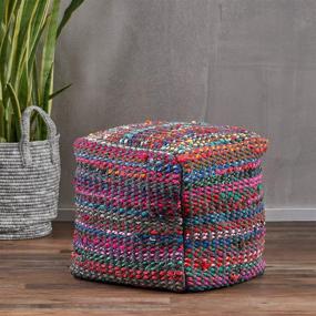img 2 attached to 🪑 Marcela Hand Woven Indigo Fabric Pouf: Stylish Comfort and Versatility