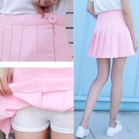 img 1 attached to Stylish High Waisted Pleated Skirt for Girls and Women - A-line Mini Skirt 👗 with Plaid or Plain Patterns, Perfect for School Uniforms and Tennis Skaters - Includes Inner Shorts!