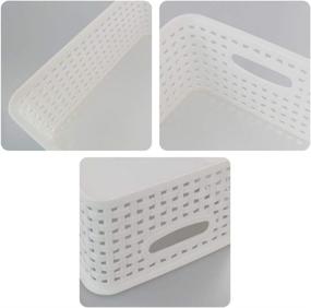 img 3 attached to 📦 Callyne Set of 6 Woven Plastic Storage Baskets in White