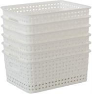 📦 callyne set of 6 woven plastic storage baskets in white logo