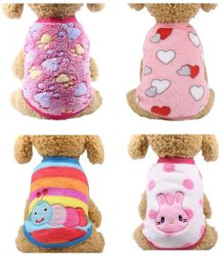 img 4 attached to 🐶 YIKEYO Set of 4 Puppy Clothes for Small to Medium Girl Dogs - Winter Warm Yorkie Chihuahua Fleece Sweaters with Cute Cartoon Animal Patterns - Outfits perfect for Pet Cat - Sizes XXS to XL