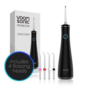 img 3 attached to 💦 Voom Sonic Monsoon Water Flosser - Feel The Voom! Rechargeable & Portable Oral Irrigator, Waterproof IPX7 - Black
