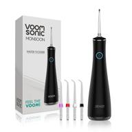 💦 voom sonic monsoon water flosser - feel the voom! rechargeable & portable oral irrigator, waterproof ipx7 - black logo