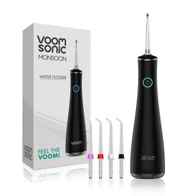 img 4 attached to 💦 Voom Sonic Monsoon Water Flosser - Feel The Voom! Rechargeable & Portable Oral Irrigator, Waterproof IPX7 - Black