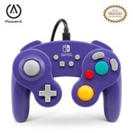 🎮 nintendo switch gamecube style powera wired controller in purple logo