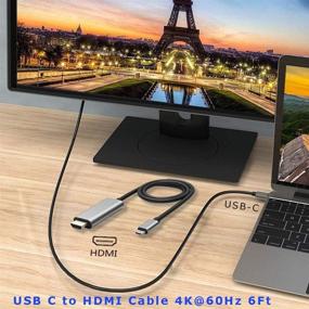 img 2 attached to 🔌 High-Quality USB C to HDMI Cable 4K 60Hz - Connect MacBook Pro/Air, iPad Pro, Surface Book 2, and More to HDTV/Monitor