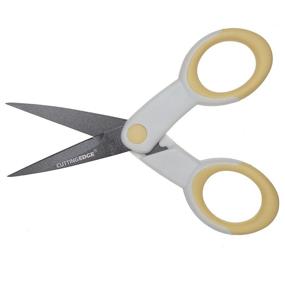 img 1 attached to 🔪 ECR4Kids Cutting Edge Ultra-Grip 5" Precision Non-Stick Coated Scissors - Extra Sharp Pointed Tip in Pastel Yellow - Ideal for Sewing and Crafting with Included Sheath