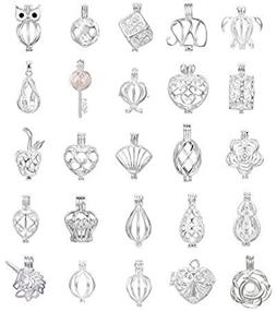 img 2 attached to 💎 Enhance Your Jewelry Collection with 10pcs Mix Jewelry Making Supplies Silver Plated Bead Cage Pendant - Customizable with Pearls, Stones, and Perfume Essential Oils for an Exquisite Scent Diffusing Pendant Charms - Perfect Mother's Day Gift