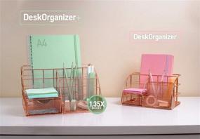 img 3 attached to Efficiently Stylish: Rosework Rose Gold Desk Organizer - Extra Large, All In One Desktop Organizer with Ample Space for Desk Accessories, featuring Pen & Pencil Holder, Paper Organizer, Desk Drawer, and More