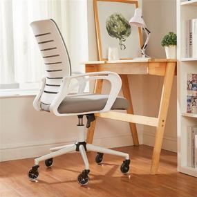 img 3 attached to 🪑 Enhance your Home Office with an Ergonomic Computer Desk Chair: Crystal Clear Rubber Casters, Adjustable Swivel, Mesh Back, Lumbar Support & Armrests for Women Men Adults