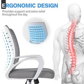 img 1 attached to 🪑 Enhance your Home Office with an Ergonomic Computer Desk Chair: Crystal Clear Rubber Casters, Adjustable Swivel, Mesh Back, Lumbar Support & Armrests for Women Men Adults