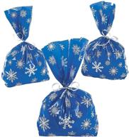 ❄️ 72 blue snowflake cellophane goody bags - 6 dozen winter christmas holiday cello bags for favors, candy, sweets by fx logo
