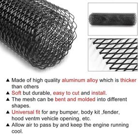 img 1 attached to 🚗 uxcell Car Grille Mesh - 40x13 Inch Aluminum Alloy Sheet Grid, Universal Bumper Rhombic Hole - Black (10x20mm)