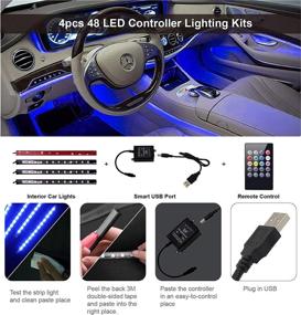 img 1 attached to 🚗 Multicolor LED Interior Car Lights with Controller, Wireless Control and Sound Activation, 4pcs 48 USB LED Underglow Lighting Kits for Cars, DC 5V