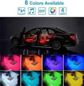 img 3 attached to 🚗 Multicolor LED Interior Car Lights with Controller, Wireless Control and Sound Activation, 4pcs 48 USB LED Underglow Lighting Kits for Cars, DC 5V