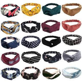 img 4 attached to 🌸 Ahoney 20 Pack Boho Headbands for Women: Knotted Hair Bands in Fashion Twisted Floral Prints - Elastic, Versatile, and Stylish Hair Accessories