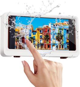 img 4 attached to 📱 FXLD Waterproof Wall Mounted Phone Case, Shower & Kitchen Phone Wall Mount, Fits Phones Under 6.8 inches, Non-Trace Shower Phone Holder (White)