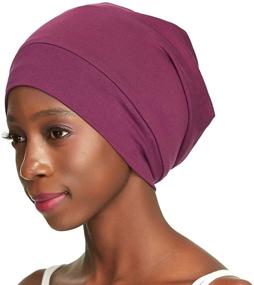 img 3 attached to 🌙 Silk Satin Lined Slap Cap for Curly Hair Women - Soft Cotton, Durable Elasticity - Ideal for Day & Night